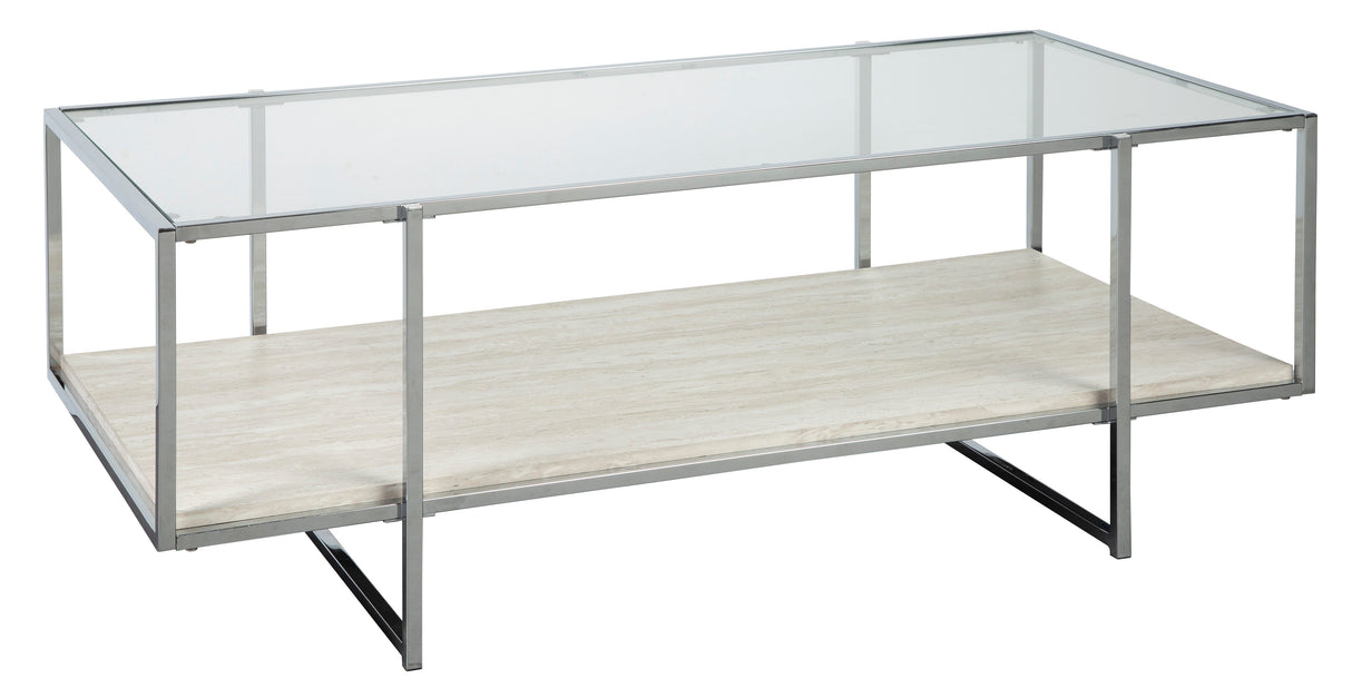 Bodalli Contemporary Coffee Table in Ivory/Chrome by Ashley Furniture Ashley Furniture