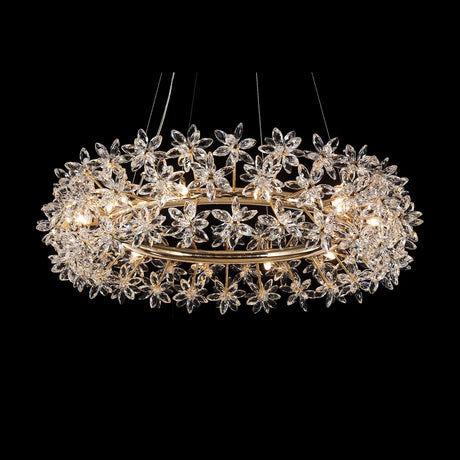 Bouquet 12-Light Oblong Chandelier – Gold K9 Crystal Floral Statement Lighting