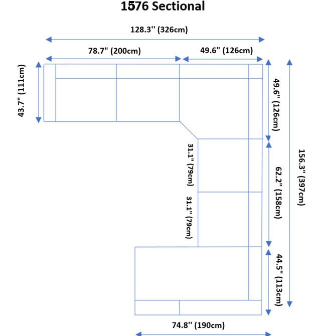 1576 Grey Sectional Right Kuka - 1576Sectionalright | ESF | Home Elegance USA