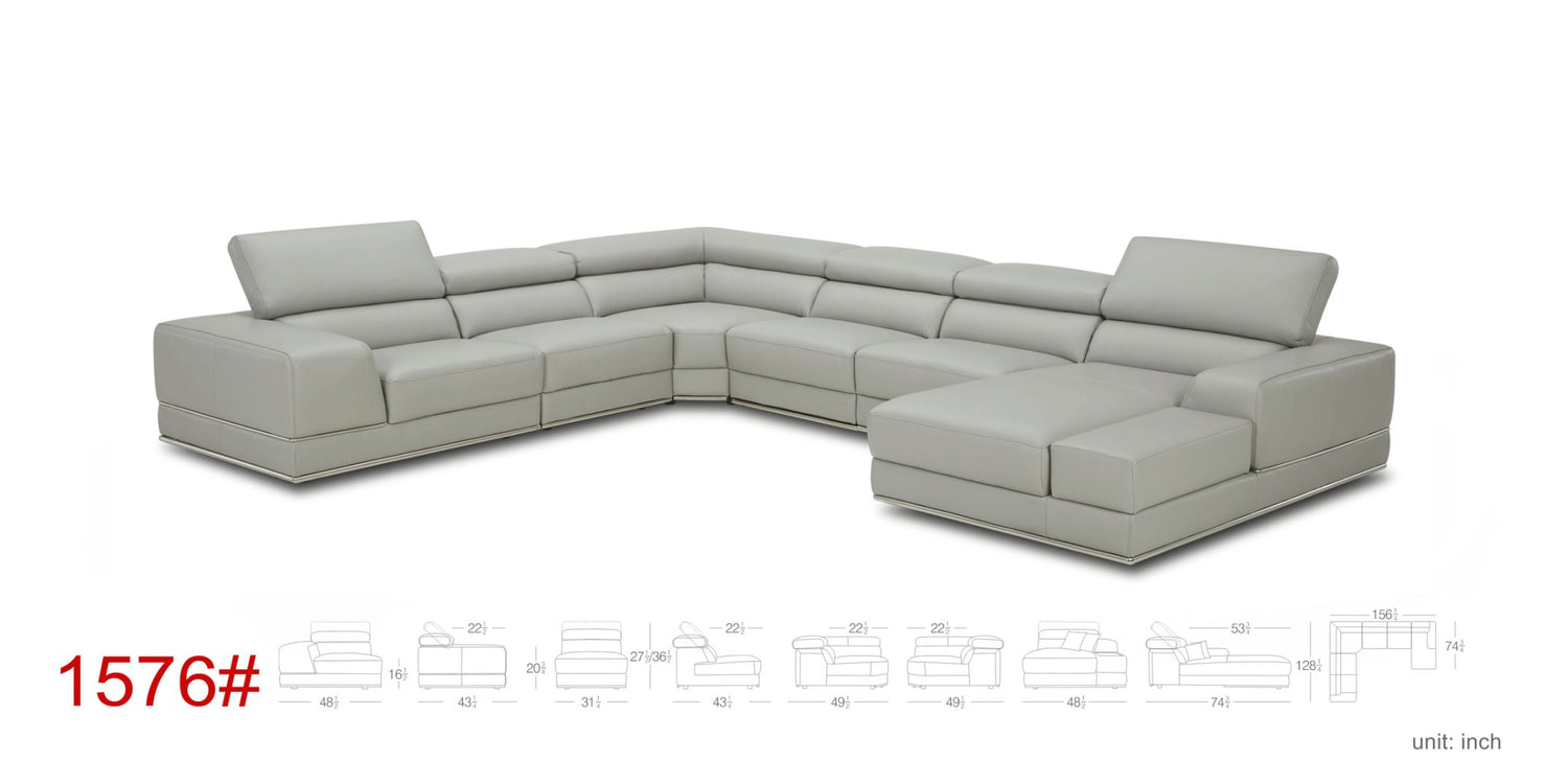 1576 Grey Sectional Right Kuka - 1576Sectionalright | ESF | Home Elegance USA
