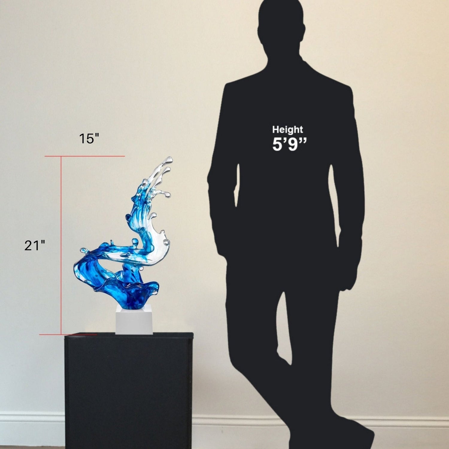 Breaker Wave Sculpture // Ocean Blue, 21" Tall | Finesse | Home Elegance USA