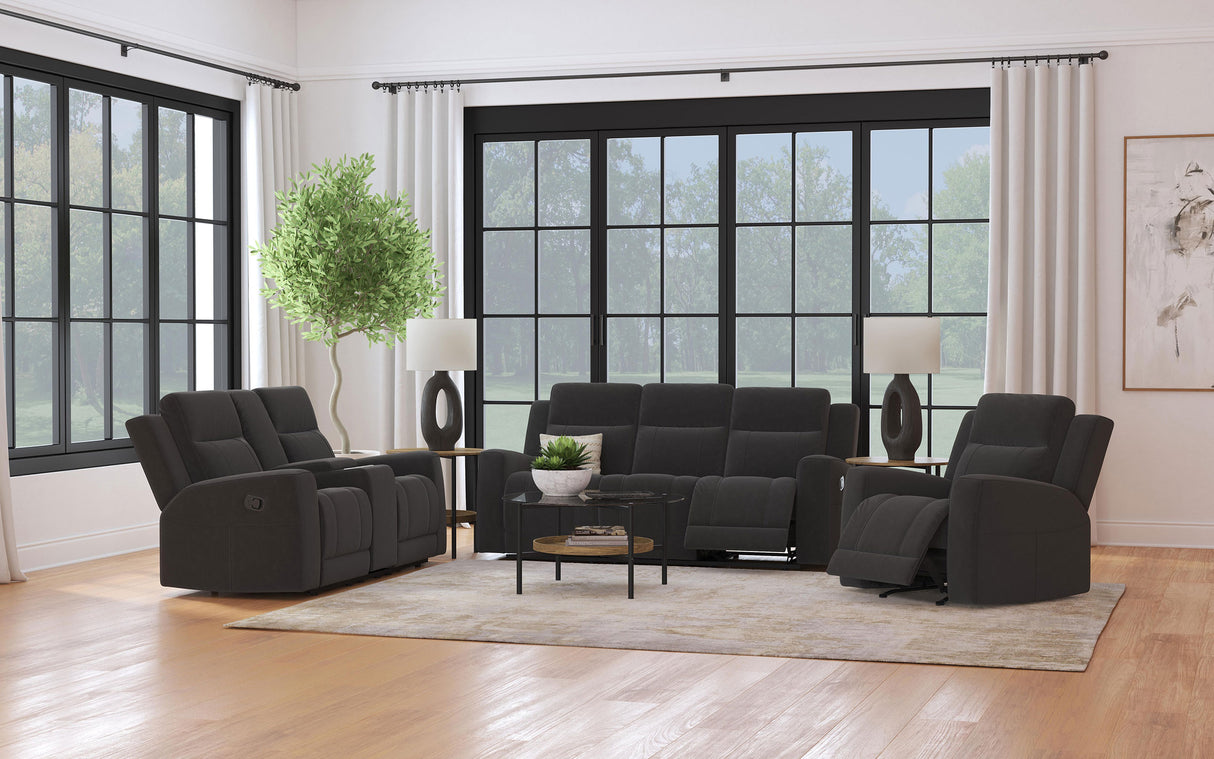 Brentwood Upholstered Motion Reclining Sofa Dark Charcoal - Home Elegance USA