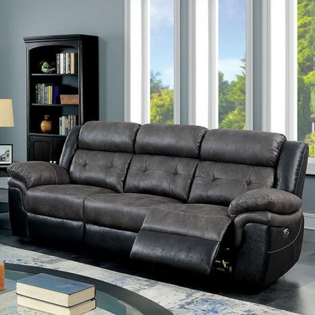 Brookdale Transitional Black & Gray Fabric-like Vinyl Recliner Sofa Set by Furniture of America Furniture of America