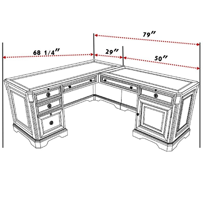 Brookhaven Executive L-Desk Right Return in Cherry Veneer - Hooker Furniture