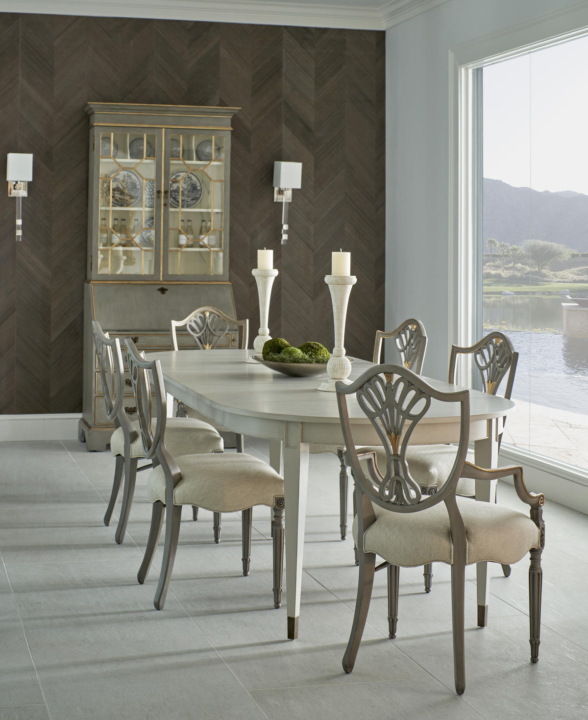 Buckingham Georgian Grey & Gilded Secretary | Jonathan Charles Fine Furniture