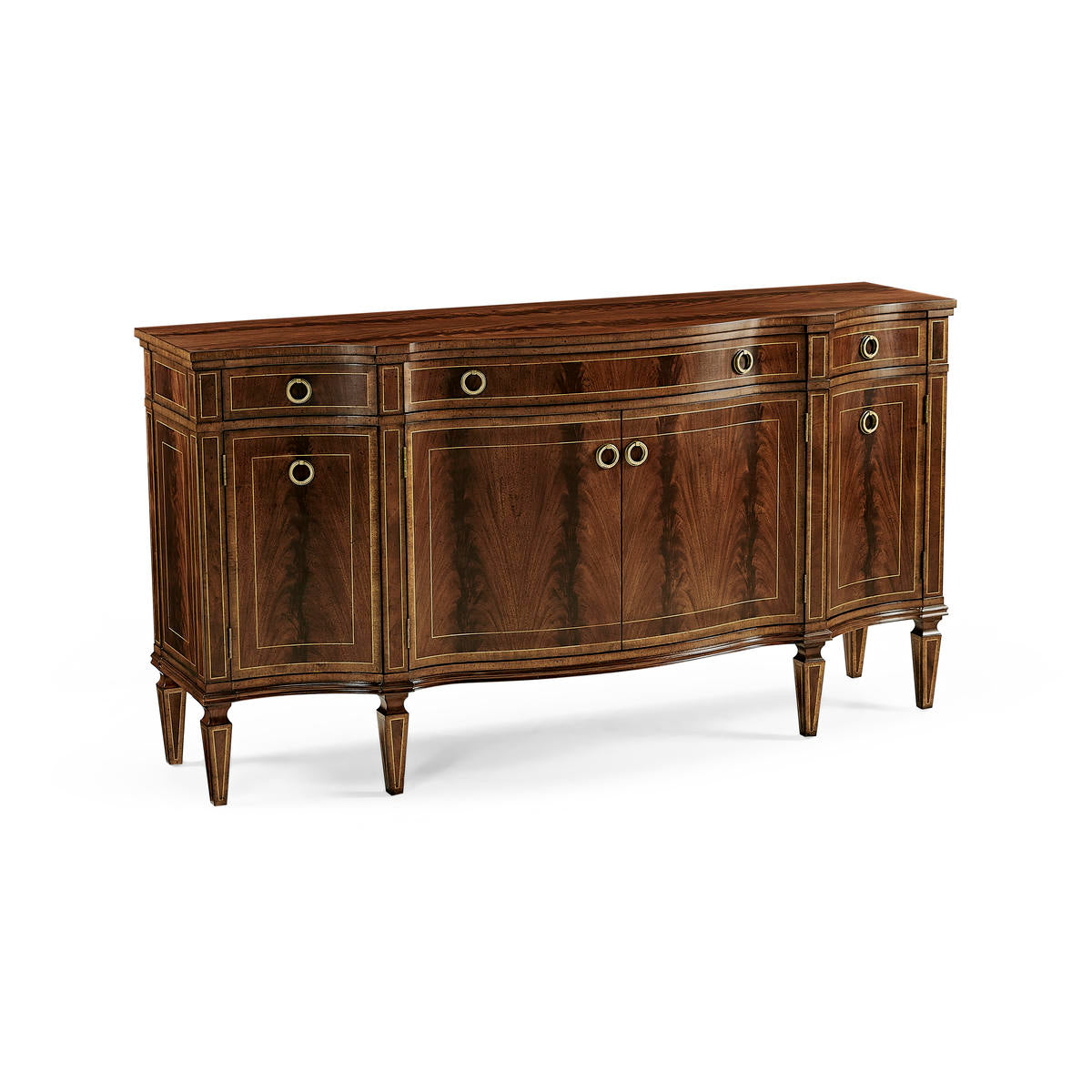 Buckingham Serpentine Mahogany Sideboard with Flame Veneers | Jonathan Charles
