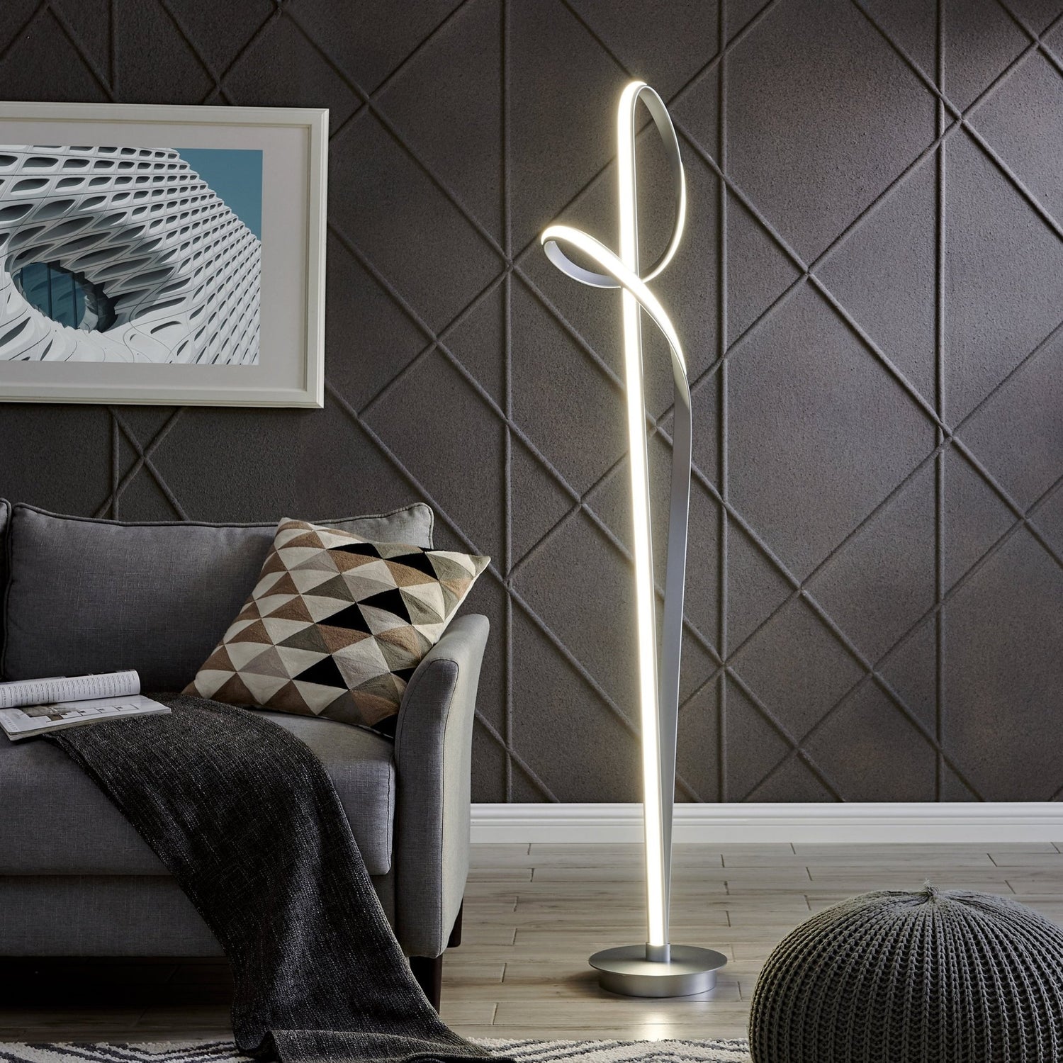 Budapest Led Silver 63" Tall Floor Lamp // Dimmable | Finesse | Home Elegance USA