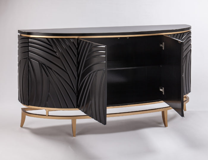 Buffet with Metal Base & Optional Wall Mirror Black  – Artmax - Home Elegance USA