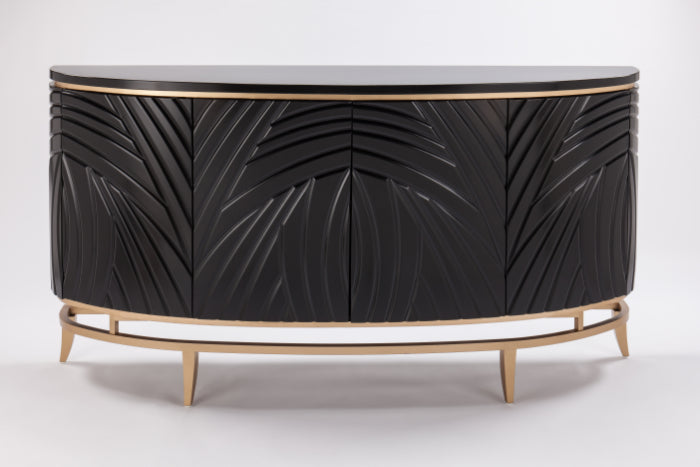 Buffet with Metal Base & Optional Wall Mirror Black – Artmax - Home Elegance USA