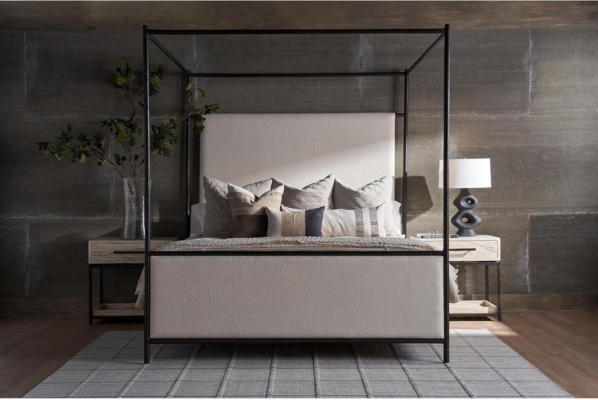 Cascade Modern Bronze Canopy Bed with Berber Fleece Upholstery | Universal Furniture