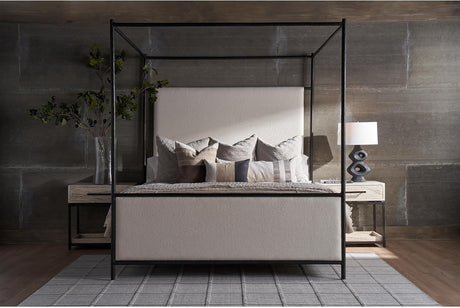 Cascade Modern Bronze Canopy Bed with Berber Fleece Upholstery | Universal Furniture