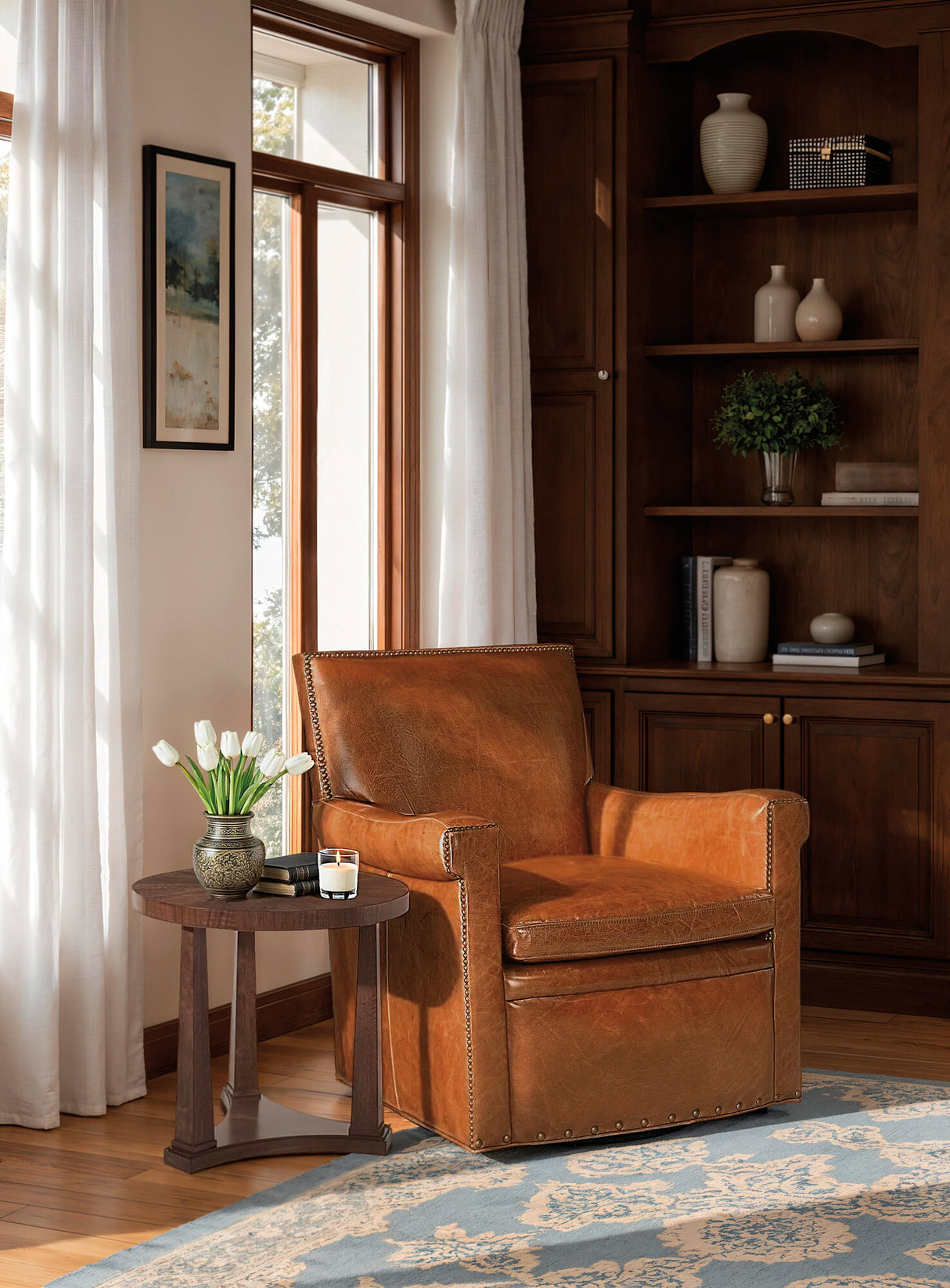 Jilian Leather Club Chair in Huntington Morrison Aniline Leather | Hooker