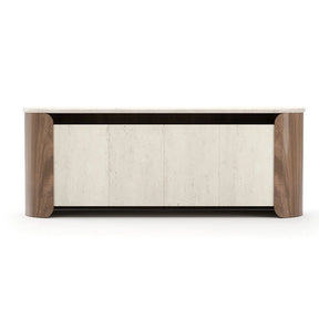 Fleur Open Sideboard | CLA-425V-2511 | Caracole Classic | Travertine Top | Porcini Finish - sold by Home Elegance USA