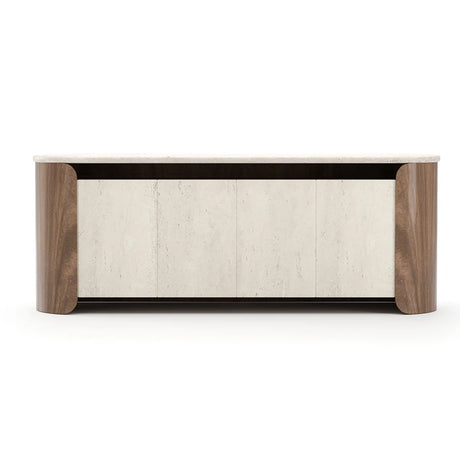 Fleur Open Sideboard | CLA-425V-2511 | Caracole Classic | Travertine Top | Porcini Finish