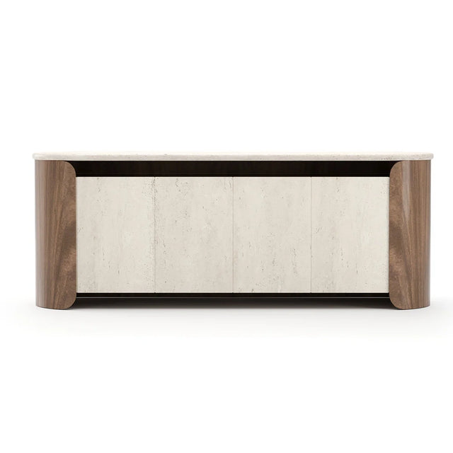 Fleur Open Sideboard | CLA-425V-2511 | Caracole Classic | Travertine Top | Porcini Finish - sold by Home Elegance USA