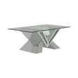 Caldwell Glam V-Shaped Coffee Table With Glass Top in Silver by Coaster Furniture Coaster Furniture