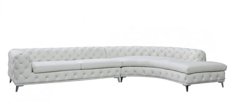 Vig Furniture - Divani Casa Kohl - Contemporary White Raf Curved Shape Sectional Sofa W/ Chaise - Vgev-2179-Wht-Raf-Sect