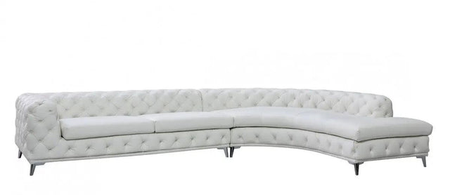 Divani Casa Kohl Contemporary White Raf Curved Shape Sectional Sofa W/ Chaise Vgev - 2179 -Wht -Raf -Sect | Home Elegance USA