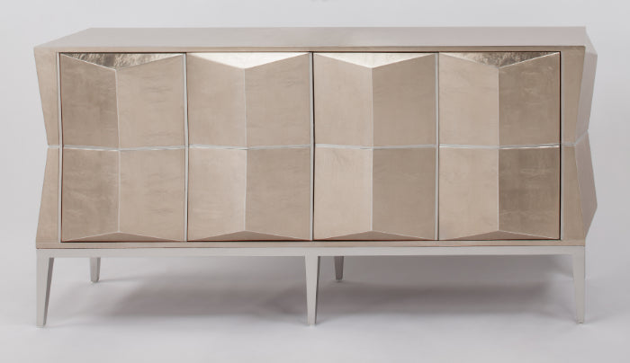 Modern sideboard with geometric design on a white background
