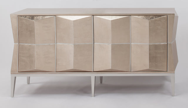 Modern sideboard with geometric design on a white background