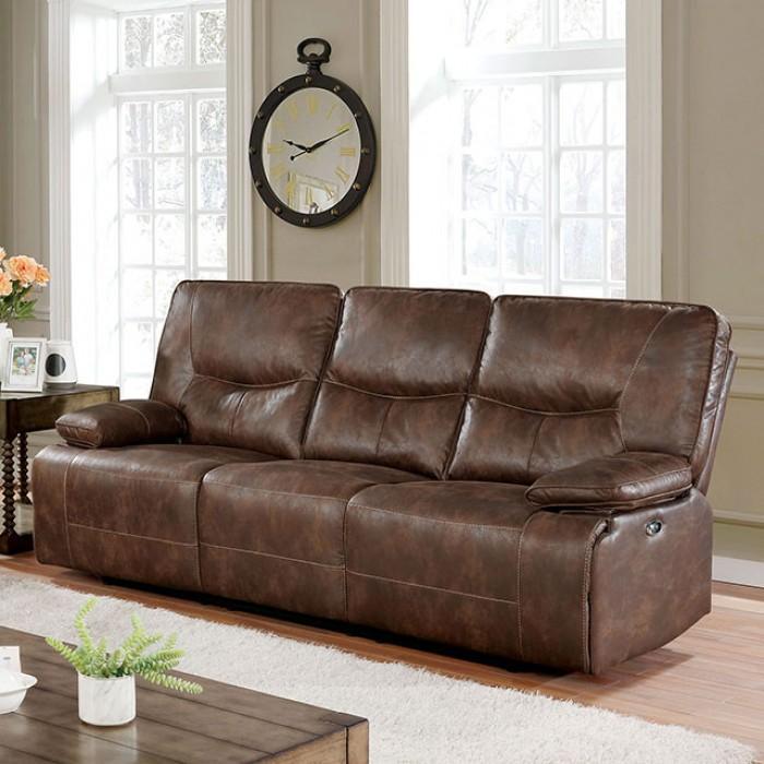 Chantoise Transitional Brown Vinyl Recliner Sofa Set by Furniture of America Furniture of America