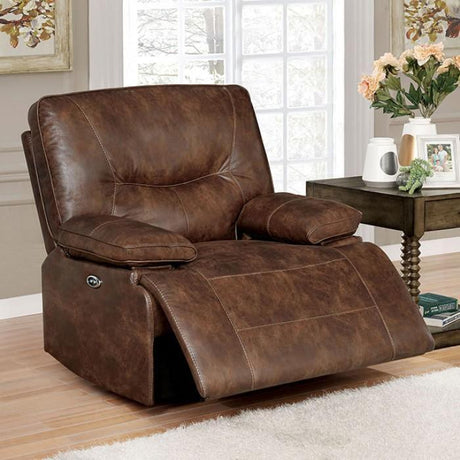 Chantoise Transitional Brown Vinyl Recliner Sofa Set by Furniture of America Furniture of America