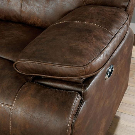 Chantoise Transitional Brown Vinyl Recliner Sofa Set by Furniture of America Furniture of America