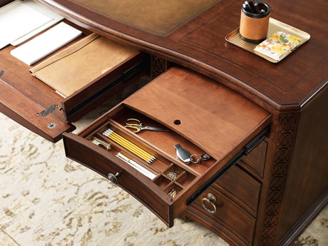 Hooker Furniture Charleston Executive Desk – Maraschino Cherry Wood with Leather Writing Surface - sold by Home Elegance USA