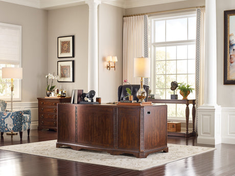 Hooker Furniture Charleston Executive Desk – Maraschino Cherry Wood with Leather Writing Surface - sold by Home Elegance USA