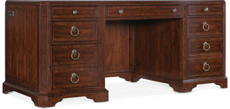Hooker Furniture Charleston Executive Desk – Maraschino Cherry Wood with Leather Writing Surface - sold by Home Elegance USA