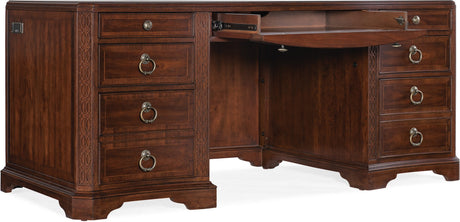 Hooker Furniture Charleston Executive Desk – Maraschino Cherry Wood with Leather Writing Surface - sold by Home Elegance USA