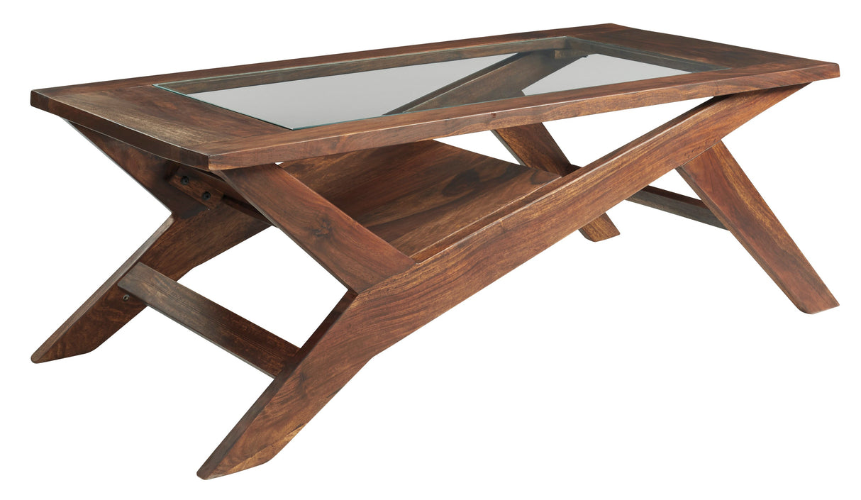 Charzine Contemporary Coffee Table in Warm Brown by Ashley Furniture Ashley Furniture