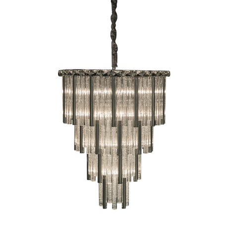Chimes 18-Light Chandelier – Silver Waterfall Glass Luxury Lighting Fixture