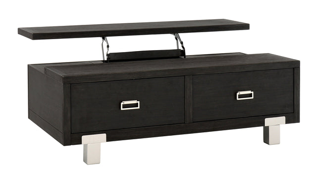 Chisago Contemporary Rectangular Lift-Top Coffee Table in Black/Silver by Ashley Furniture Ashley Furniture