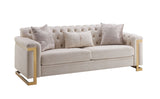 Chloe Sofa by Cosmos Furniture; modern tufted sofa 90×35×34, featuring sleek upholstery and gold accent detailing.