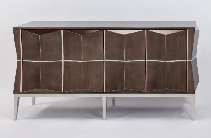 Modern sideboard with geometric design on a white background