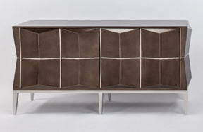 Modern sideboard with geometric design on a white background