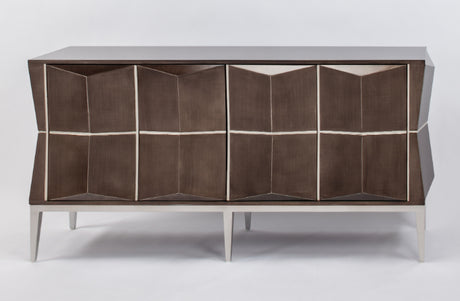 Modern sideboard with geometric design on a white background