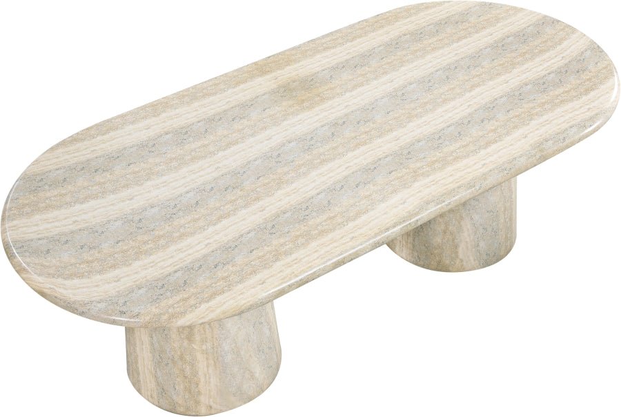 Cosenza 96" Travertine Finish Concrete Dining Table | Meridian Furniture | Home Elegance USA - top view