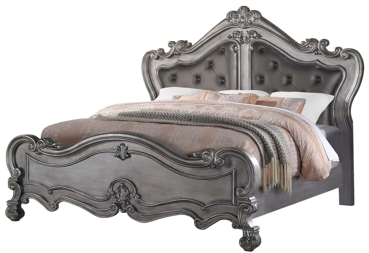 Adriana Transitional Style Queen Bed In Gray Finish Wood | Cosmos - Home Elegance USA - 1