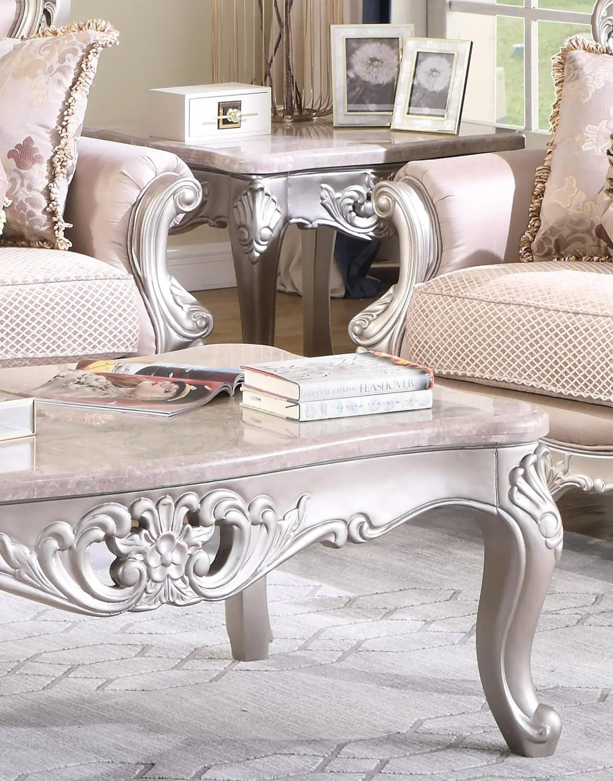 Daisy Traditional Style End Table In Pearl Finish Wood | Cosmos - 4090BGDAI - Home Elegance USA - 1