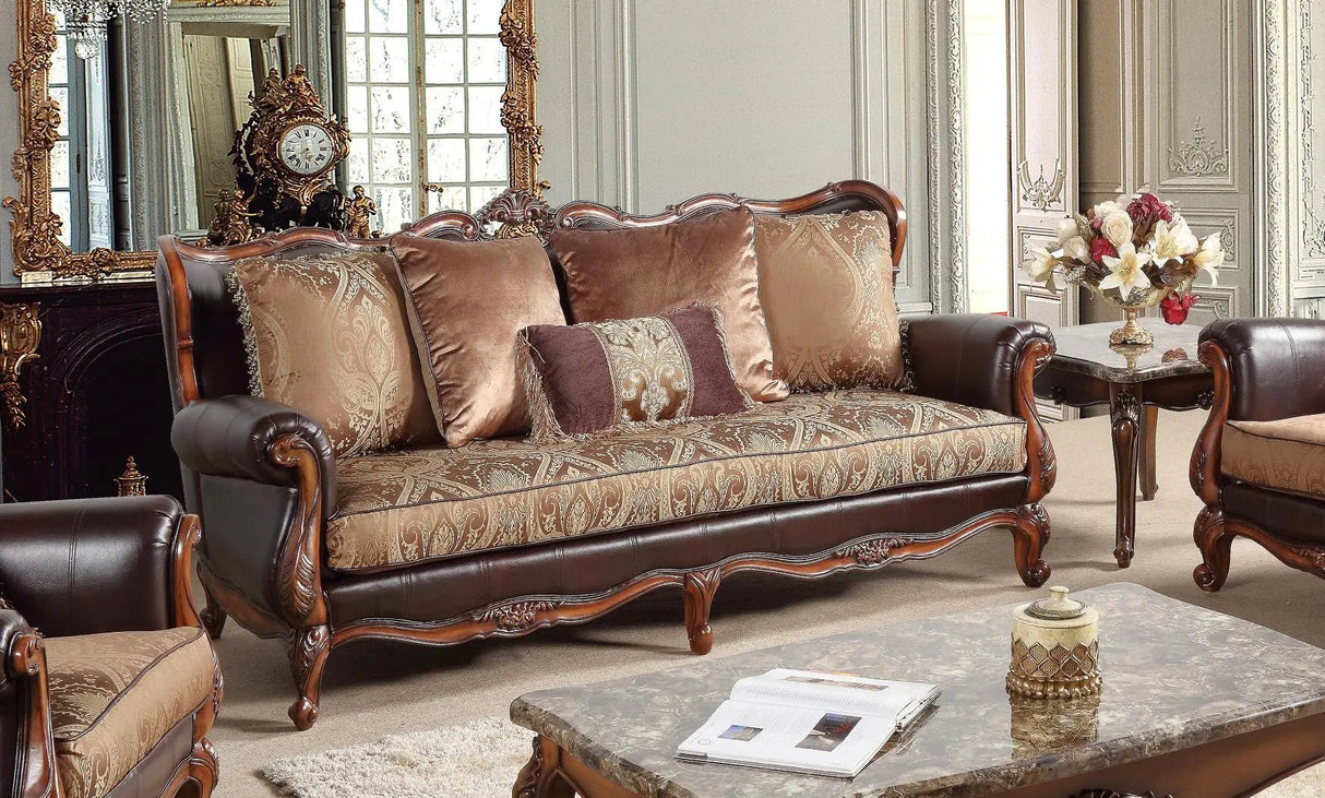 Anne Traditional Style Sofa In Cherry Finish Wood | Cosmos | Home Elegance USA