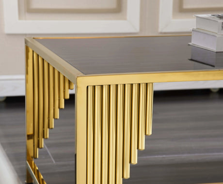 Belva Modern Style Marble Coffee Table With Metal Base | Cosmos