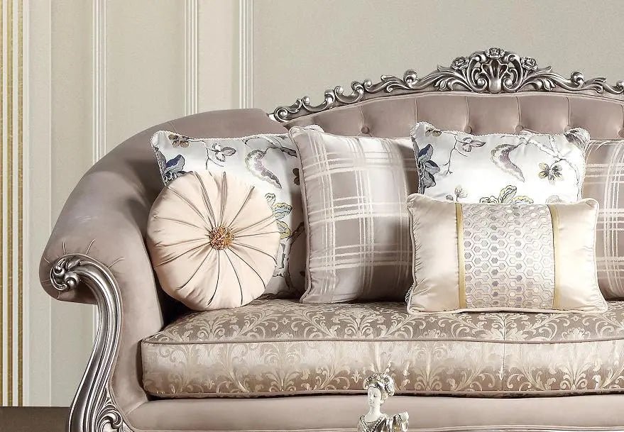 Cristina Traditional Style Loveseat In Silver Finish Wood | Cosmos | Home Elegance USA