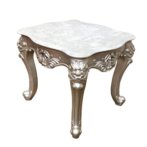 Ariel Transitional Style End Table In Silver Finish Wood | Cosmos
