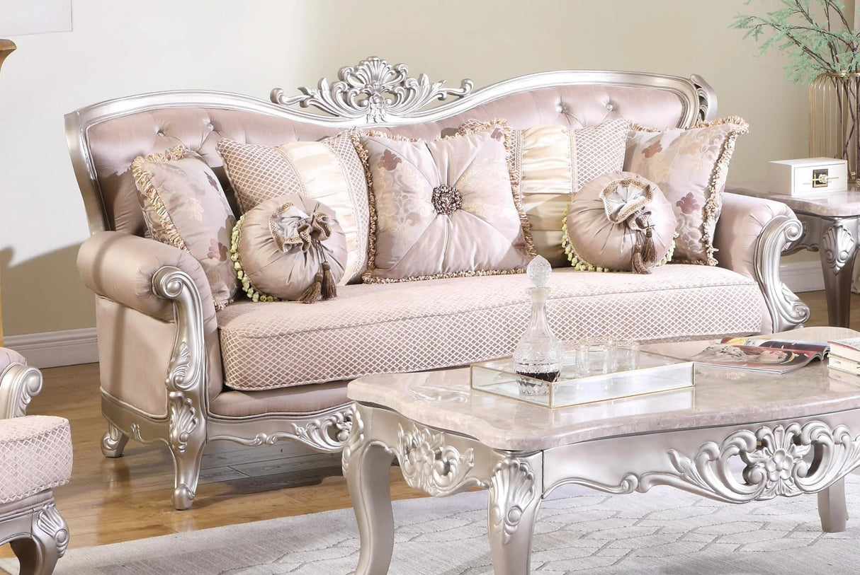 Daisy Traditional Style Sofa In Pearl Finish Wood | Cosmos | Home Elegance USA