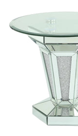 Diva Modern Style Glass End Table With Silver Fiinish | Cosmos - 4095SIDIV - Home Elegance USA - 4