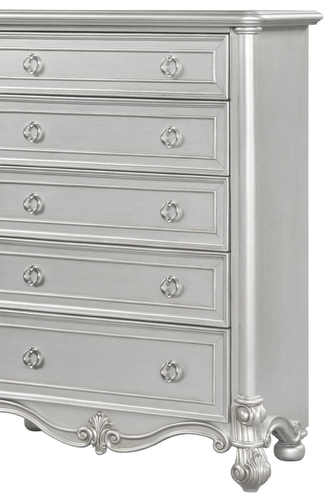 Adriana Transitional Style Chest In Silver Finish Wood | Cosmos - 1070SIAD2 - Home Elegance USA - 1