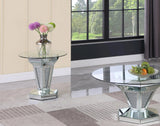 Diva Modern Style Glass End Table With Silver Fiinish | Cosmos - 4095SIDIV - Home Elegance USA - 2