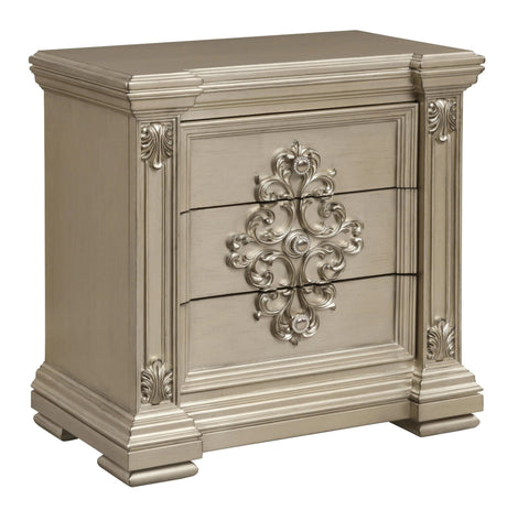 Alicia Transitional Style Nightstand In Beige Finish Wood | Cosmos - 1075GOALI - Home Elegance USA - 1